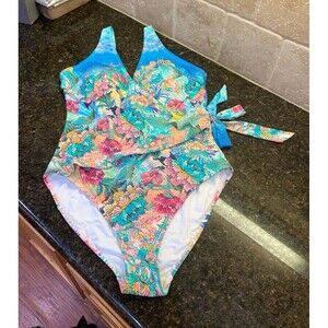 Johnny Was One Piece Wrap Style Swimsuit Multi XL NWOT